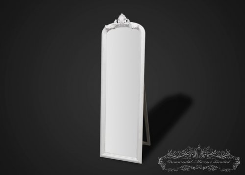 {Ornate White Mirror with Stand from Ornamental Mirrors Limited