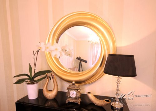 Swirl Gold Leaf Round Mirror